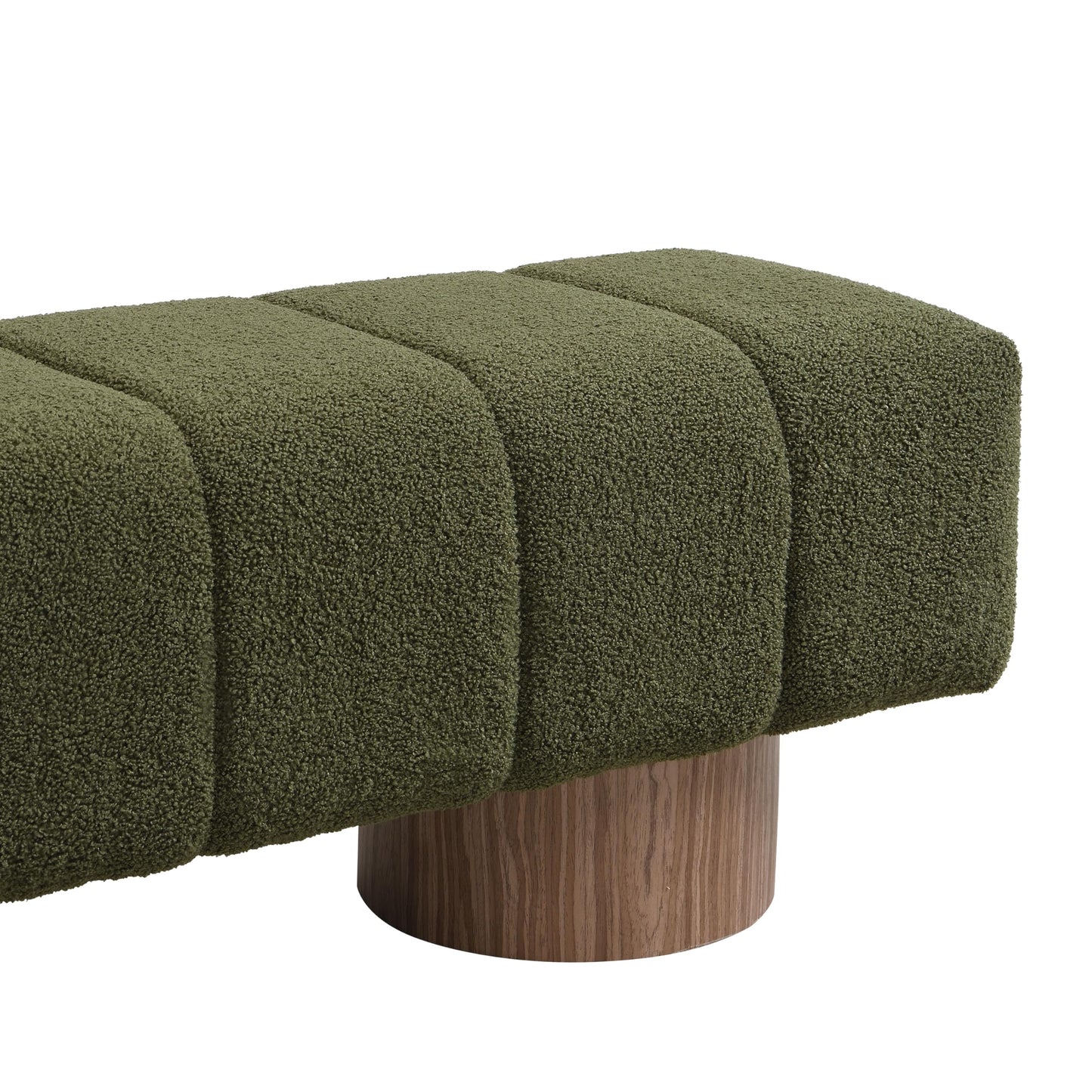 Christopher Knight Home Manila 64" Boucle Dining Bench, Upholstered Ottoman Bench, Rectangular Dining Seat, Spacious Seating, Long Footstool for Living Room Dining Room, No Assembly Needed, Green