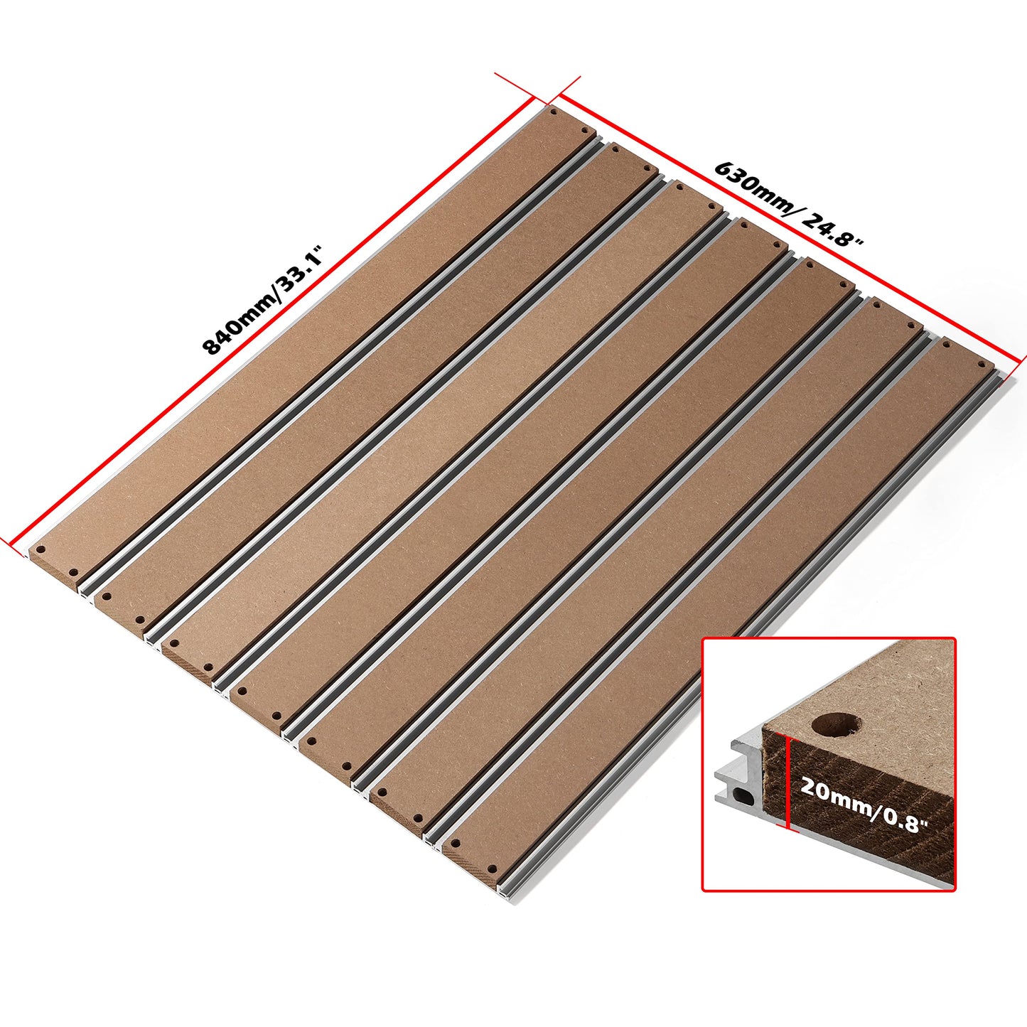 Genmitsu 6060 Aluminum & MDF Hybrid Spoilboard Table for CNC Router Machine PROVerXL 4030 to 6060 XY-Axis Extension Kit, 840 x 600 x 15mm (33.1''x 23.6''x 0.6'')