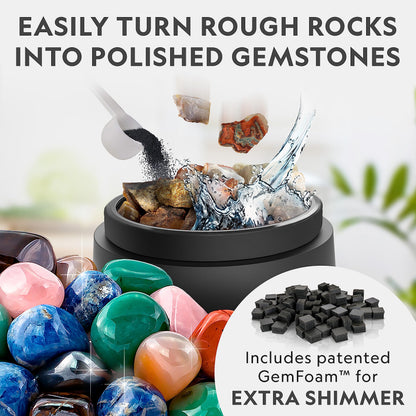 National Geographic Platinum Series Ultra Quiet Rock Polisher Kit - Patent-Pending for Kids & Adults, 2 lb. Barrel, Rocks, Grit, GemFoam, Rock Tumblers