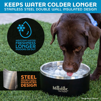 Master Pet Supply Stainless Steel Dog Bowls - 32 oz, Heavy Duty - Hyper Pink, Double Wall Extra-Thick Insulated, Non-Slip Pet Water Bowl for Dogs, Cats & Pets, Anti Rust Metal, Dish Washer Safe
