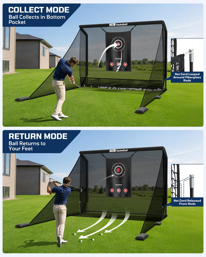 Haokelball Golf Hitting Net for Driving Real Balls, Indoor Chipping Practice Swing Training Nets with Side Barriers Impact Target, 10x8ft Heavy Duty Netting with Carry Bag for Backyard Outdoor Use