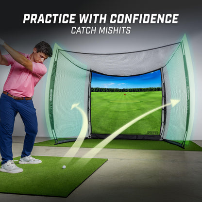 GoSports Range Cage 10 ft x 8 ft Golf Practice Hitting Net with Impact Screen