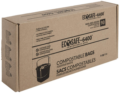 EcoSafe-6400 CP1617-6 Certified Compostable Bag - 16x17” Green Bags for 2.5 Gallon Bin - Extra Strong Leak, Puncture and Tear Resistant Food Scraps Bin Liners, Pack of 90