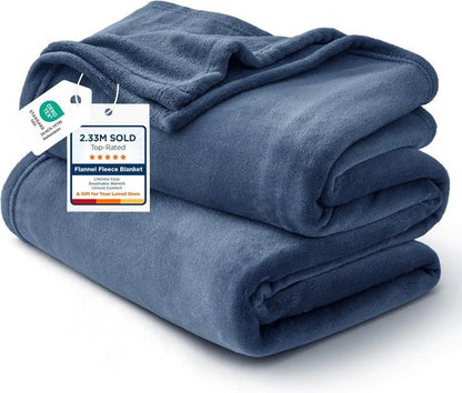 Bedsure GentleSoft Fleece Bed Blanket - Soft, Lightweight, Plush Cozy Luxury in Mineral Blue, 84x90 Inches