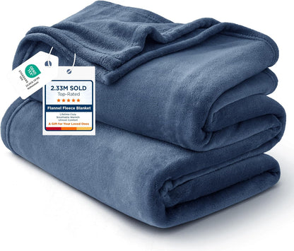 Bedsure GentleSoft Fleece Blanket - Twin Size Mineral Blue | 300GSM Lightweight Plush & Cozy 60x80 Inches