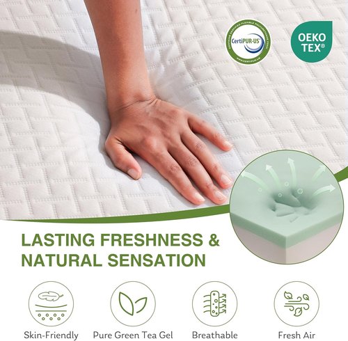EGOHOME Twin XL Memory Foam Mattress - 12 Inch Cooling Gel Bed Mattress | Medium Firm Support, CertiPUR-US Certified, 80''L x 38''W, White