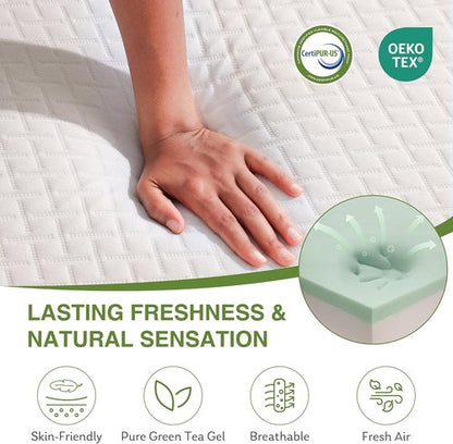 EGOHOME Twin XL Memory Foam Mattress - 12 Inch Cooling Gel Bed Mattress | Medium Firm Support, CertiPUR-US Certified, 80''L x 38''W, White