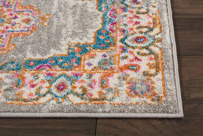 Nourison Passion Grey Area Rug, 22" x 34", Boho Traditional, Easy-Cleaning, Non-Shedding, Bedroom Living Room