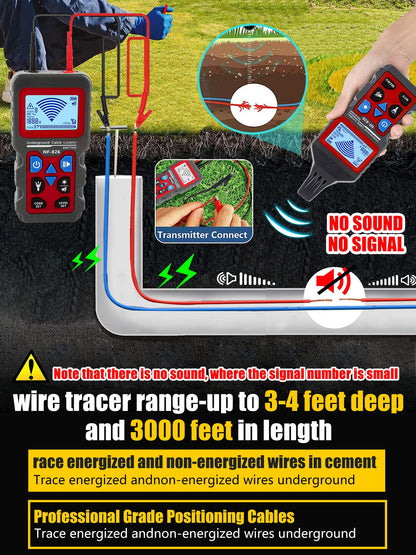 NOYAFA nf-826 Underground Cable Locator, Wire Tracking Detector, wall and Underground Pipeline Wire Detector. Fuse, Switch, Short Circuit Breaker Fault Finder/Rechargeable Underground Wire Detector
