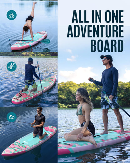 ZLX 11'6" Extra Wide Inflatable Paddle Board, Touring Stand Up Paddleboard, Fast-Tracking SUP for Long-Distance, Stable Center Fin, Portable Backpack & Accessories for Adults, 500lb/3 People/Family
