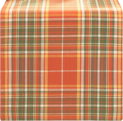 13"x70" Elrene Home Fashions Hawley Plaid Harvest Fall/Thanksgiving Cotton Console Centerpiece/Table Runner