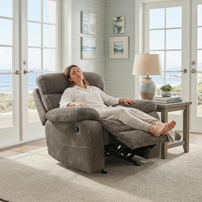 Trygoal Manual Recliner Chair, Nursery Rocking Chair, Recliner Chair for Adults, Lazy Boy, Gaming Recliner wih Overstuffed Arms, Suitable for Home Theater, Living Room, Bedroom, Dark Brown