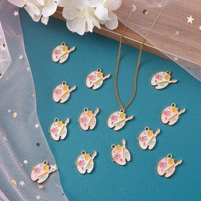 DanLingJewelry 40pcs 2 Colors Enamel Palette Cute Artist Paint Palette Dangle Charms with Loop for DIY Jewelry Making