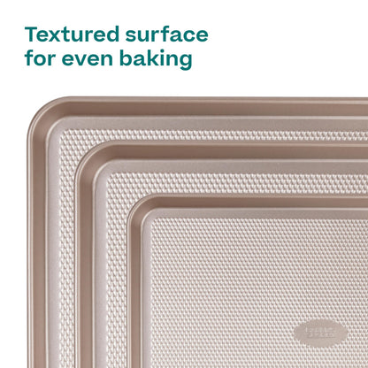 Baker's Secret Baking Sheet Pan Set, 3x Cookie Sheets for Oven, Diamond Texture Premium Air Flow, Set of 3 Baking Trays, Extra Thick 0.6mm with Diamond Base PFOA, PFOS, PTFE and PFAS free