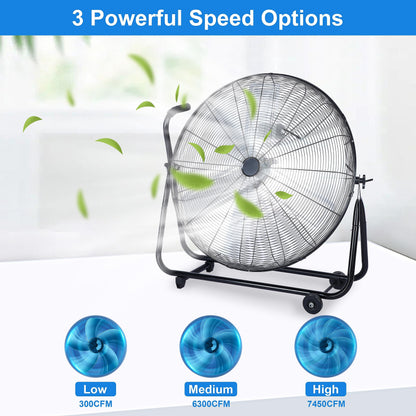 Simple Deluxe Dynamic 30-Inch Floor Fan with Roll Booster - Industrial-Grade Airflow, 360 Degree Adjustable Tilt, and Portable Design for Rapid Cooling and Flexible Air Circulation