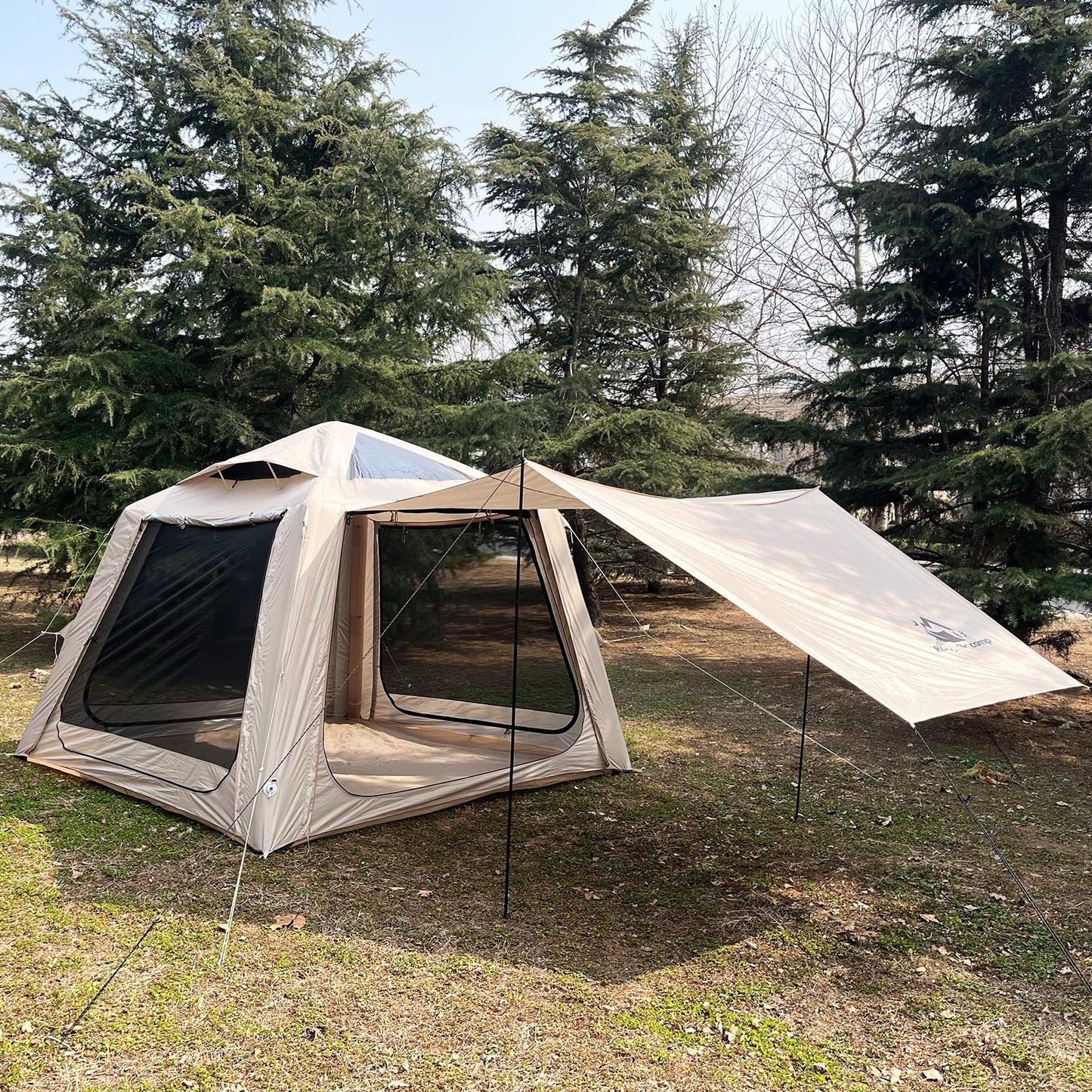 Romantic Camp Inflatable Tents for Camping, Family Waterproof Windproof Hot Large Inflatable Tent, Portable 5-7 Person Blow Up Air Tent