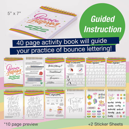 Faber-Castell Bounce Lettering - Hand Lettering for Beginners, DIY Crafts Project with 3 Brush Pens for Lettering