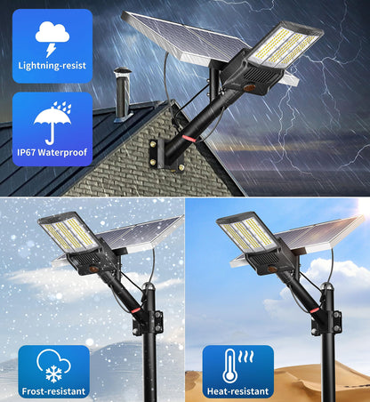 Gefolly SL-9800W Solar Street Lights Outdoor, 650000LM Commercial Parking Lot Light Dusk to Dawn IP67 Waterproof 6500K Security Flood Lights Lamp for Yard, Road, Basketball Courts