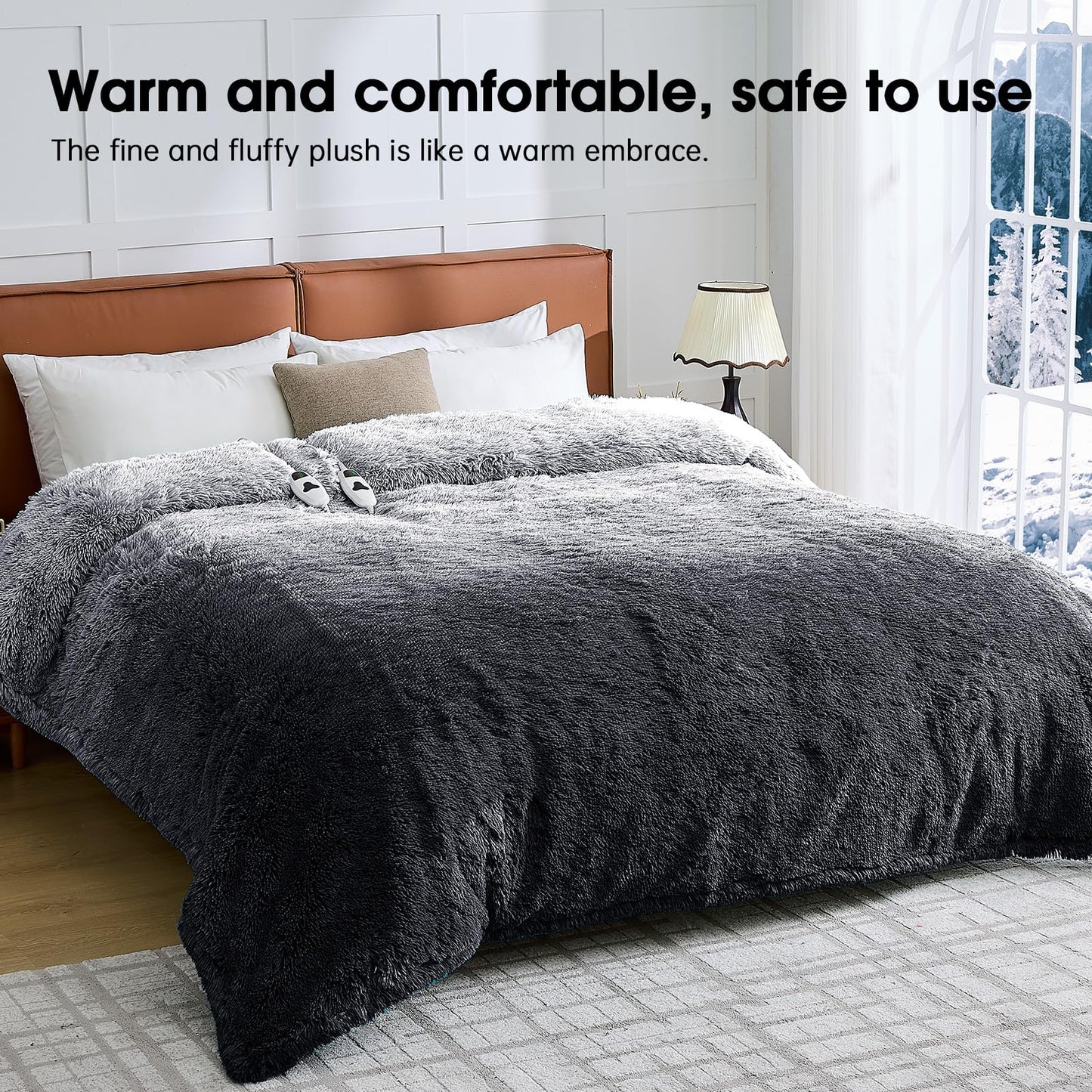 Heated Electric Blanket Throw,Warm Winter Birthday Gifts for Women Her Grandma-Faux Fur with Soft Sherpa,10 Heat Settings,5 Time Settings with Fast Heating, 50x60, Rainbow