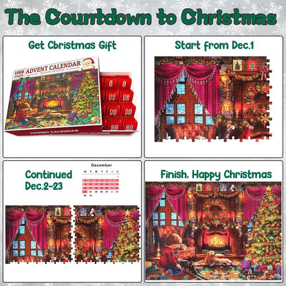 Advent Calendar 2025 Christmas Jigsaw Puzzles, Christmas Surprise Countdown Calendars for Adult and Kids, 24 Parts 1008 Pieces Holiday Puzzle Gifts Decorations with Puzzle Saver