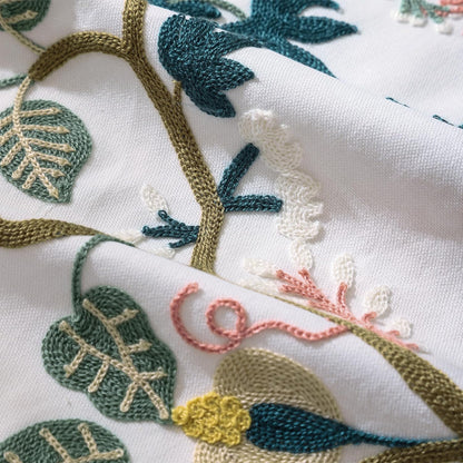 Embroidered Decorative Throw Pillow Covers, 18x18 Inch Pack of 2, Farmhouse Spring Tree Flower Pillowcase