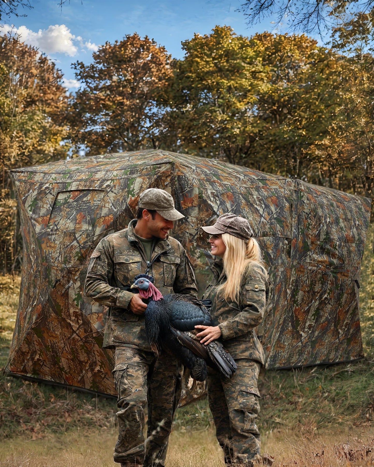GarveeLife Portable Pop-Up Hunting Blind - 270° See-Through Windows & Silent Door, Waterproof Lightweight Camouflage Tent for Deer Turkey Hunting