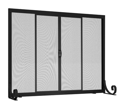Fire Beauty Fireplace Screen, Wrought Iron Mesh, Baby Safe Spark Guard Protector with 2-Doors Large Flat Guard Screens (37.8 x 30.7 Inch)