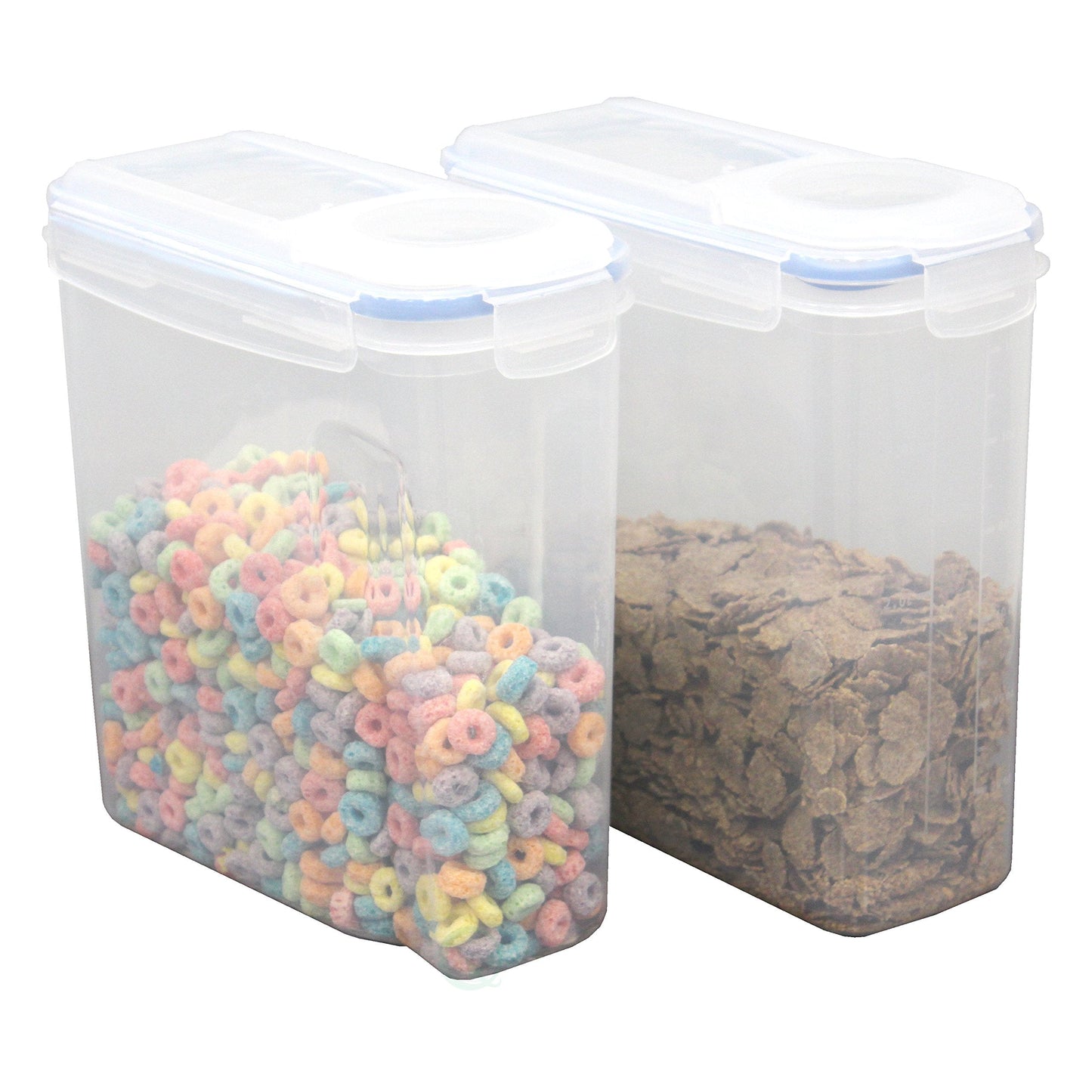 Basicwise Large BPA-Free Plastic Food Cereal Containers, Airtight Spout Lid Set of 2