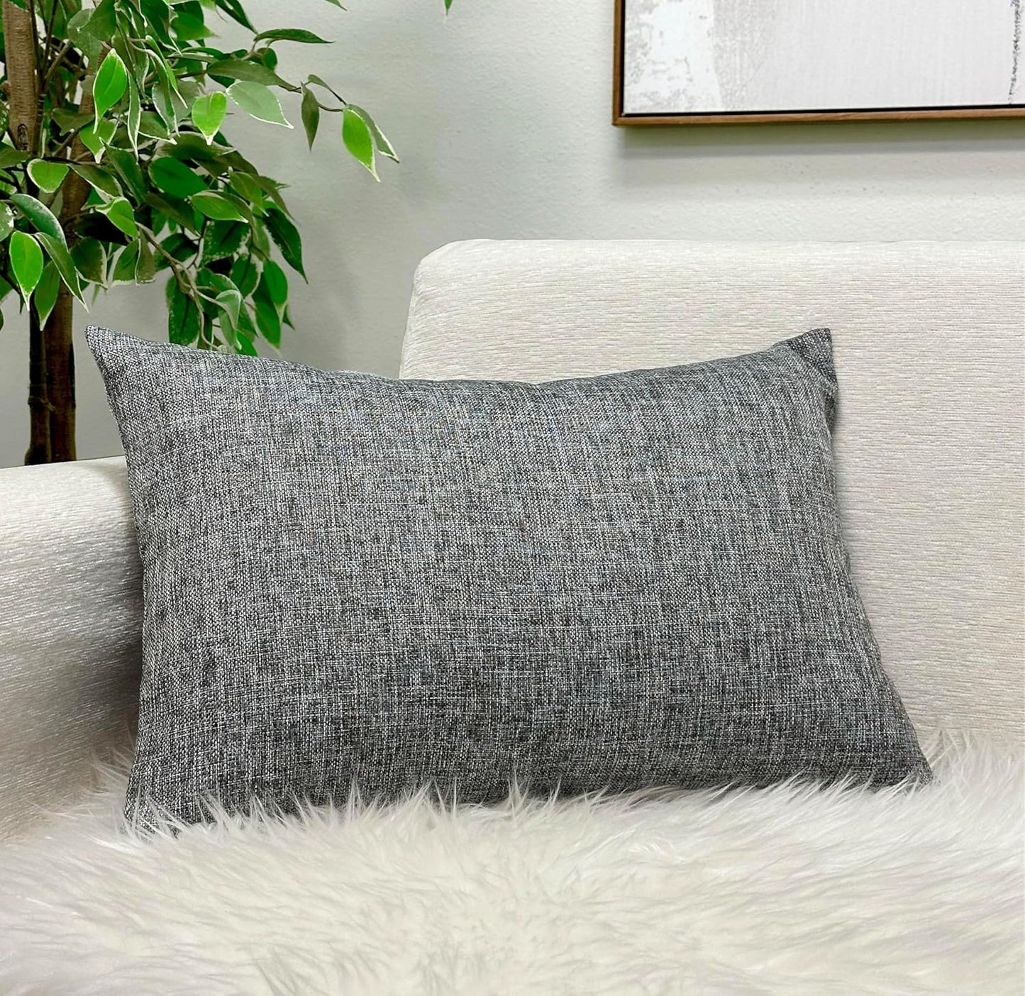 12x18 Inch 1 Aiking Home Imitation Burlap Lumbar Pillow Cover Vintage Faux Linen Rustic Natural Look, Piece Elegance
