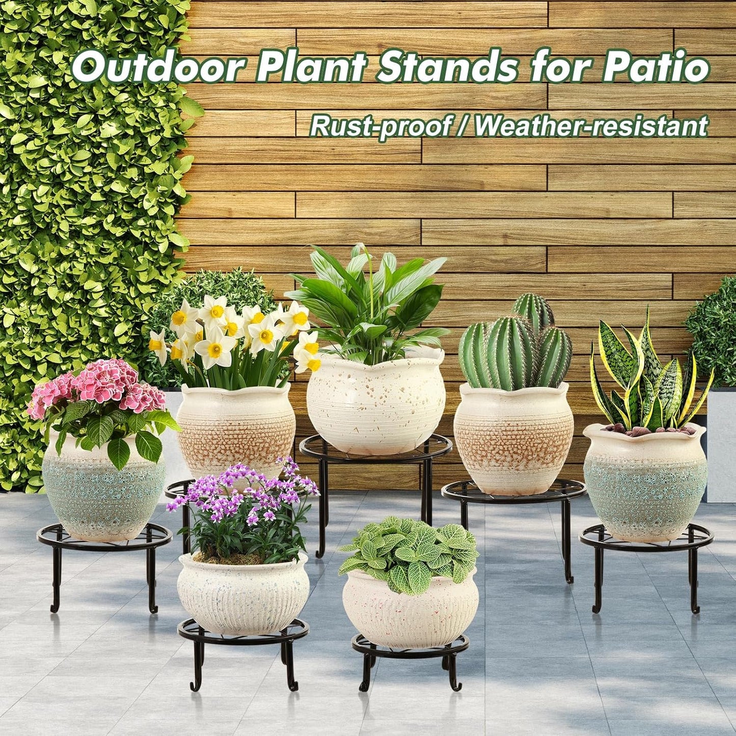 DEELF OUTLET 7-pack 6.9"/ 7.9"/ 9"/ 10"/ 11" Metal Plant Stands Indoor Outdoor Rustproof Iron Potted Plant Holder