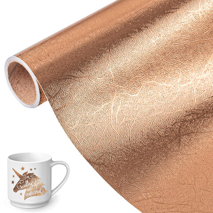 VINYL FROG Tree Texture Adhesive Vinyl Roll, 12" x6ft Rose Gold, Permanent Craft Vinyl, Metallic Foil Sticker for Crafts, Home Decor