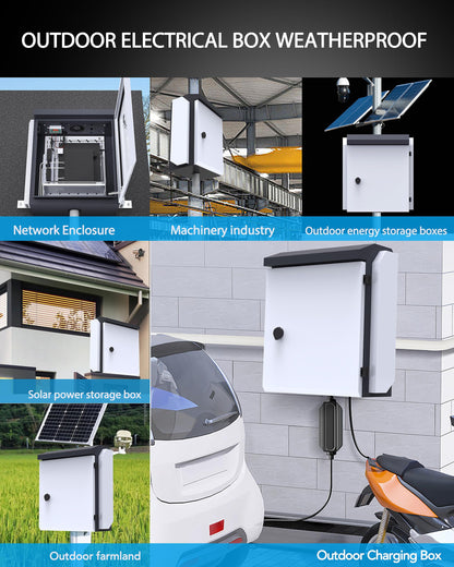 Akwscyby Outdoor Electrical Box with Thermostat and Fan, Precise Temperature Control 0.1°F, IP65 Water Resistant Rating, Galvanized Steel, Aluminum Rear Beam(21.7" x 17.3" x 9.0")