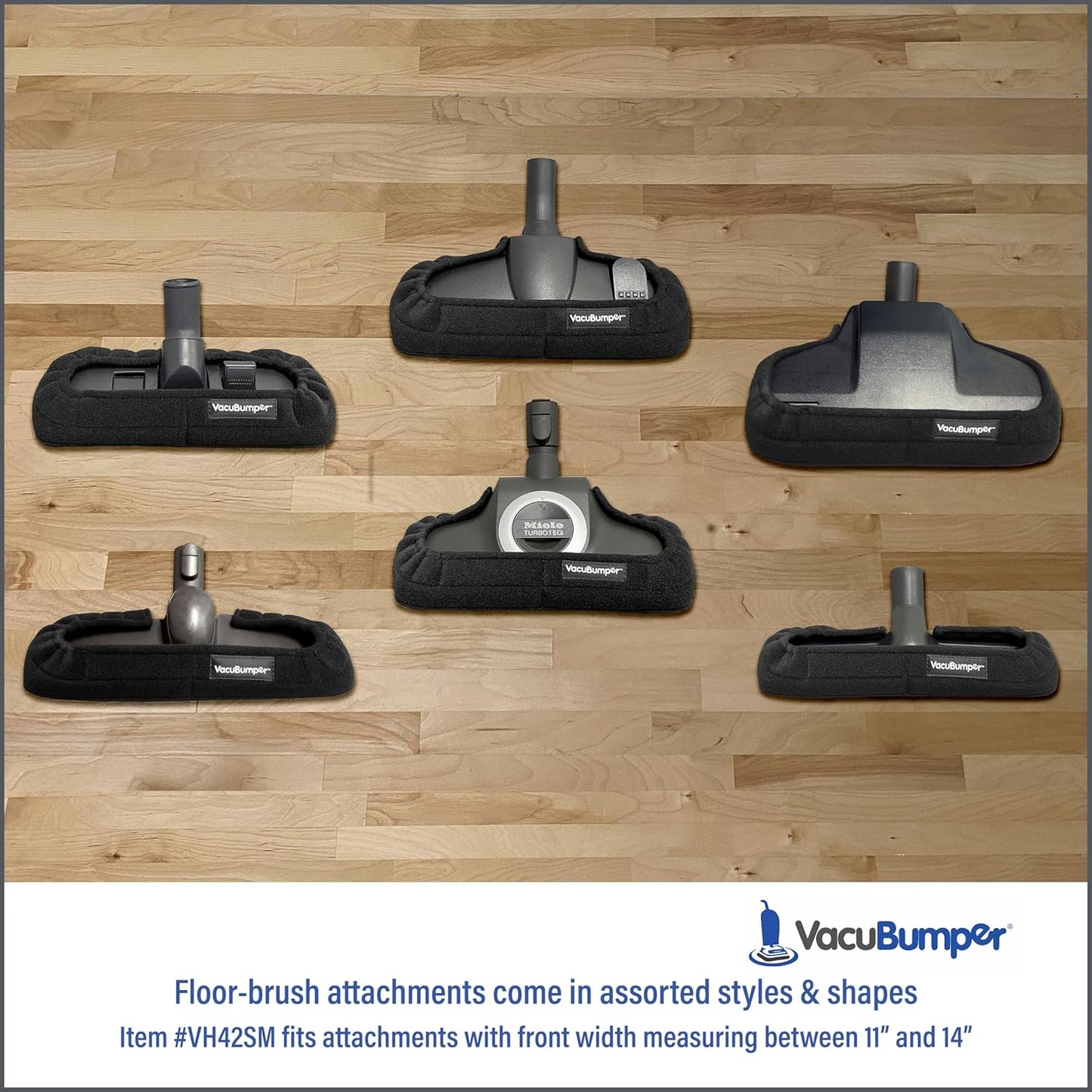Bumper Guard for Vacuum Floor Brush, Available in 2 Sizes, Small fits Front Width: 11" to 14"