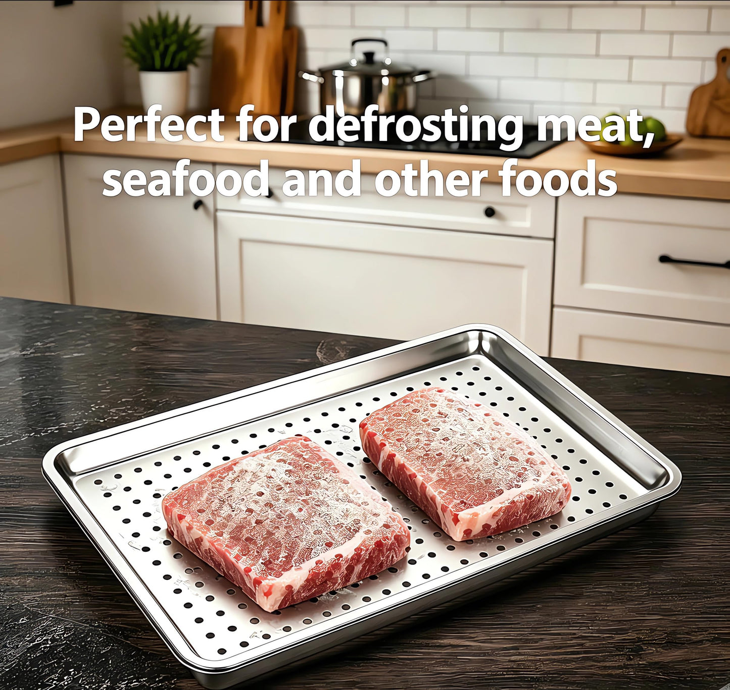ONNESOL 23.5"x15.5" 304 Stainless Steel Baking Pan & Crisping Tray Set