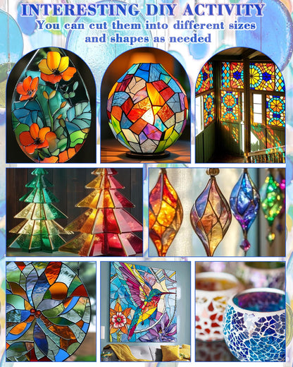 FIVEIZERO 24 Sheets Textured Stained Glass 4x6 Inch – Patterned Cathedral Glass for Privacy Windows, Mosaic Art, Fused Glass, Suncatchers & Lamp Shades – Stained Glass Supplies