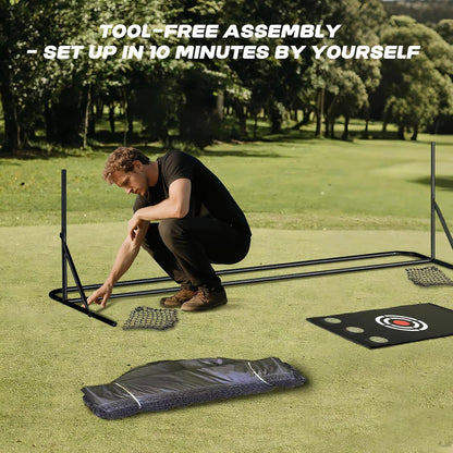 MR Golf Hitting Net 10’x10’ with Side Barriers, Extra Large Golf Practice Net with Ball Return System, Golf Simulator