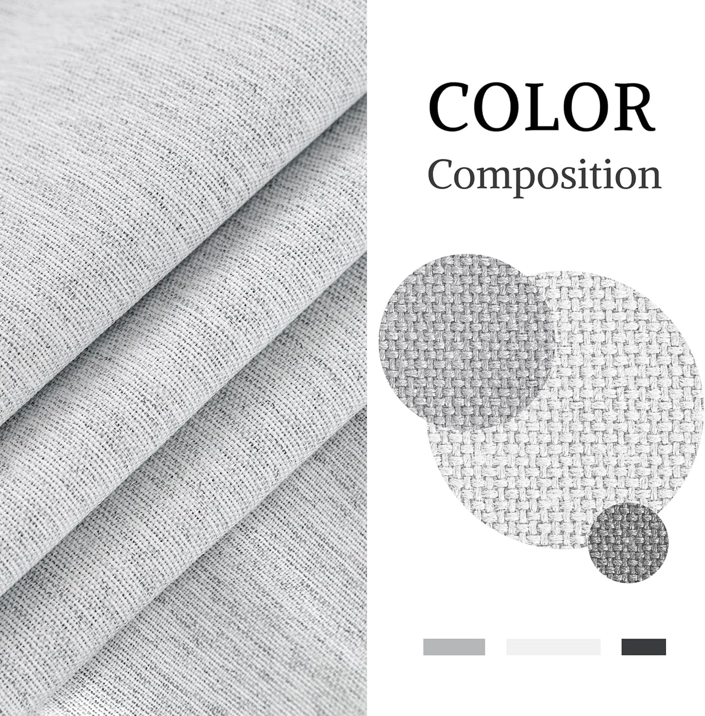 Windows,Grommet 2 52" 54" Jubilantex Light Grey Linen Full Blackout Curtains for Bedroom Burlap Style Light Blocking