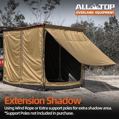 ALL-TOP Awning Room with Floor 6.6' x 8.2' Rip-Stop 420D Oxford Awning Tent with Bug-Resistance Mesh, Waterproof Sun Shelter for Overland, Camping(Room Only)