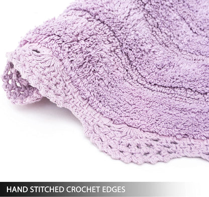 Chardin Home Lavender Crochet Bathrug, 100% Cotton Round Bathmat, 24 Inch Diameter, Handcrafted