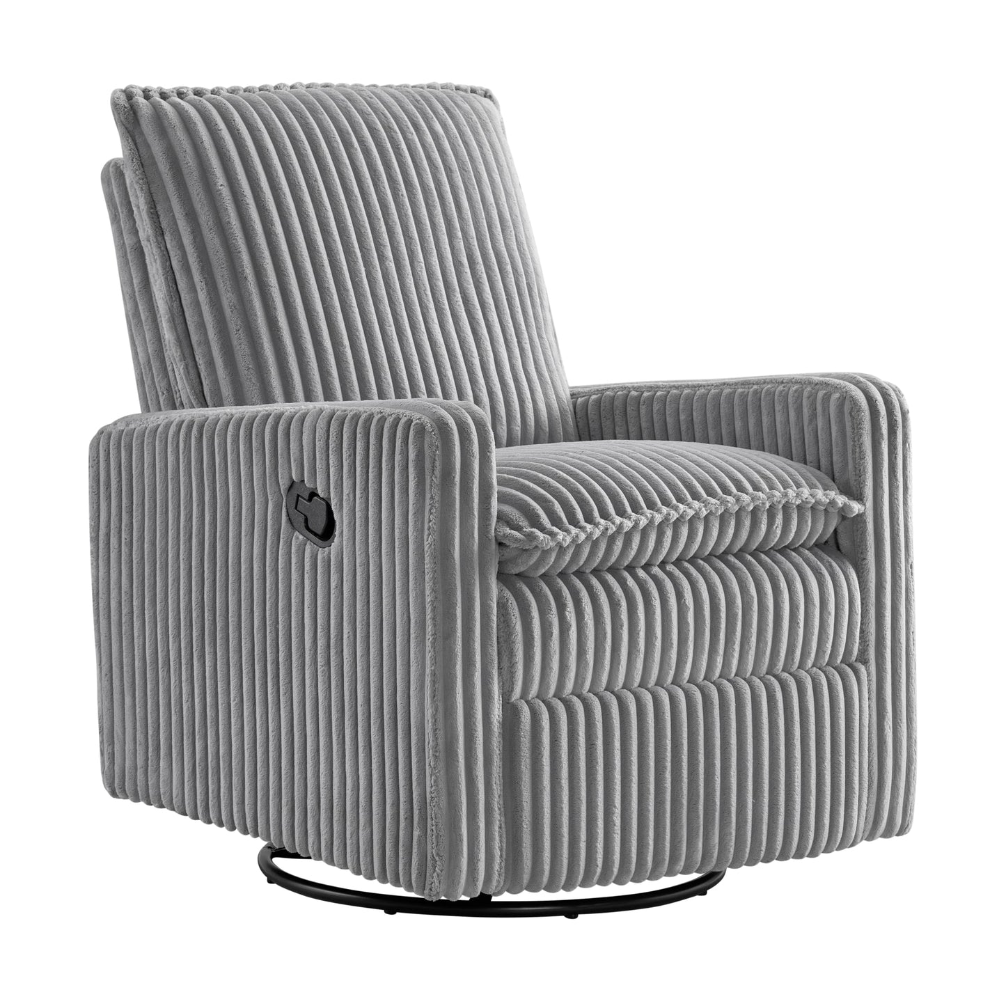 Oxford Baby Uptown Upholstered Glider Recliner Rocking Chair 360° Swivel for Nursery and Living Room - Corduroy, Ash Gray