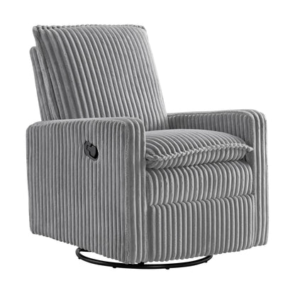 Oxford Baby Uptown Upholstered Glider Recliner Rocking Chair 360° Swivel for Nursery and Living Room - Corduroy, Ash Gray