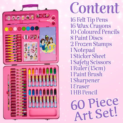 Disney Colored Pencils Art Supplies Kids Drawing Kit School Supplies Painting Kit Girls Drawing Pencils Art Kit Travel Case with Crayons Arts and Crafts for Kids 4-12