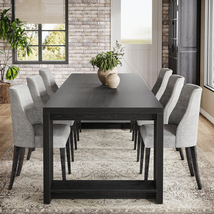 Tribesigns 86.61-Inch Dining Table for 6-8 People, Narrow Long Modern Kitchen Table with Pedestal Base, Farmhouse Extra Long Rectangular Dining Room Furniture, 27.56 x 86.61 x 29.53 Inches, Black