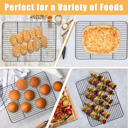 E-far Nonstick Baking Sheet Set - Heavy-Duty Cookie Sheets with Cooling Racks | 16 x 12 Inch, Easy Clean