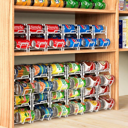 Simple Houseware Stackable Beverage Soda Can Dispenser Organizer Rack, White - 2 Pack