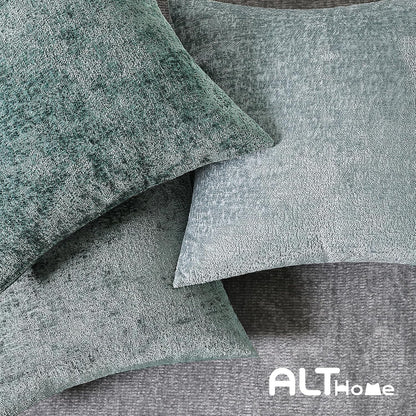 Set 2 Cozy 16x16, Chenille Throw Pillow Covers of Decorative Textured Solid Accent Pillow Cases, Soft Neutral Home