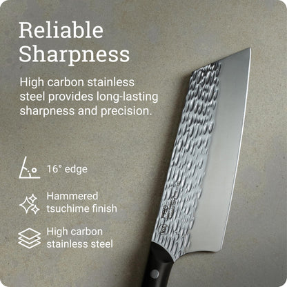 Kai PRO 7" Asian Utility Knife, Hand Sharpened Japanese Kitchen Knife Ideal for Stir Fry, Japanese AUS6M Stainless Steel Blade, Full-Tang POM Handle, NSF Certified, For Professional and Home Chefs