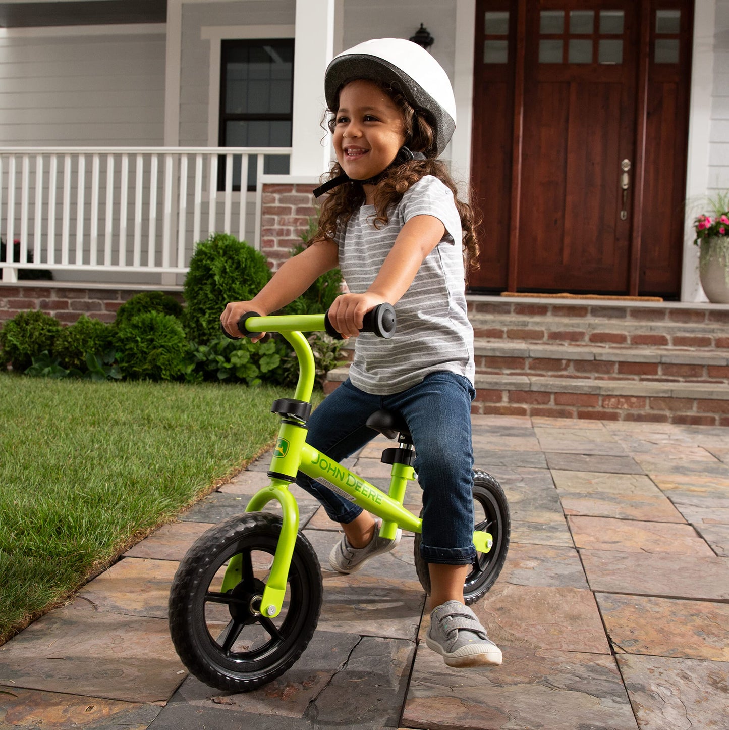 TOMY John Deere Toddler Balance Bike – 10" Girls' and Boys' Bike — Sturdy and Lightweight Kid's Bike - Toddler Bike with Adjustable Handle Bars and Seat - Green - Ages 2 Years and Up