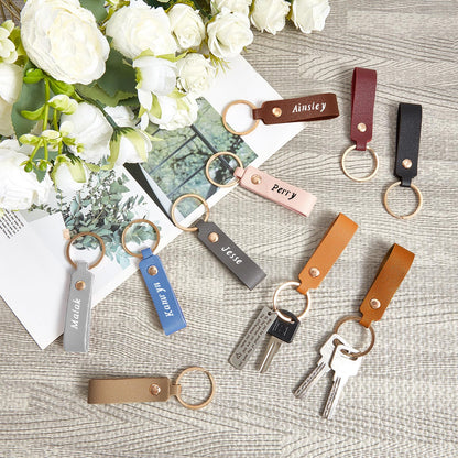 Wavyknot 200 Pcs PU Leather Keychain Blanks Bulk Laser Engraving Blanks Keychain Kit with Key Rings for DIY Key Chains Craft (3.7 x 0.7 Inches,Classic Colors)