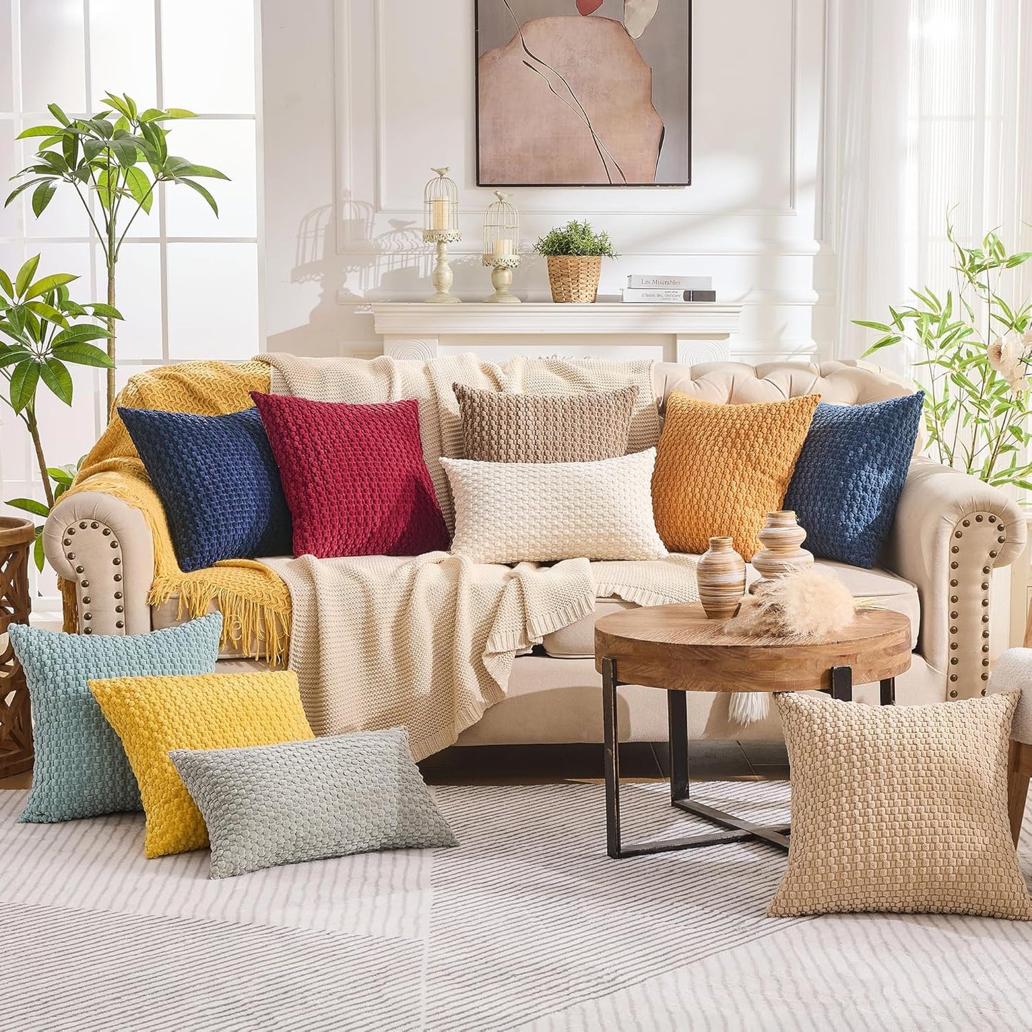 22x22 Inch Set 2 (55x55cm) GAWAMAY Decorative Throw Pillow Covers of for Living Room Couch Bed Sofa, Farmhouse Square
